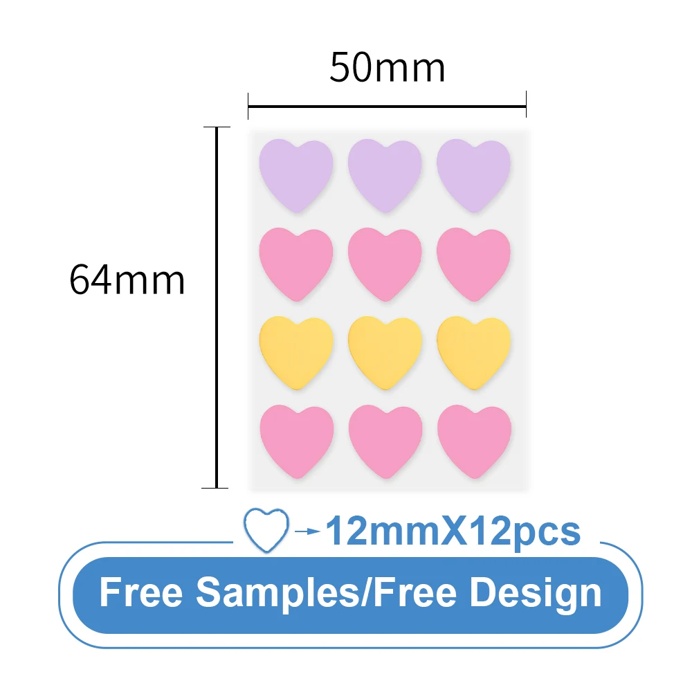 Hydrocolloid Acne Pimple Patch, Used for Blemish Chin & Cheeks, Mixed Hearts,  Regular Blemish Patches with Certificate