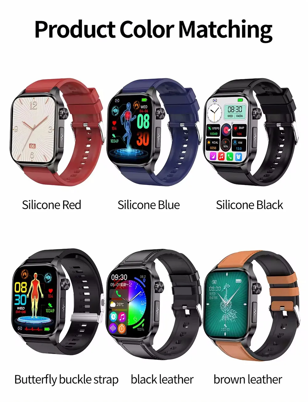 Eseed 2.04 inch  Screen ET580 Smartwatch Uric Acid Blood Lipids Fat HRV ECG Health Smart Watch with SOS call function Watches