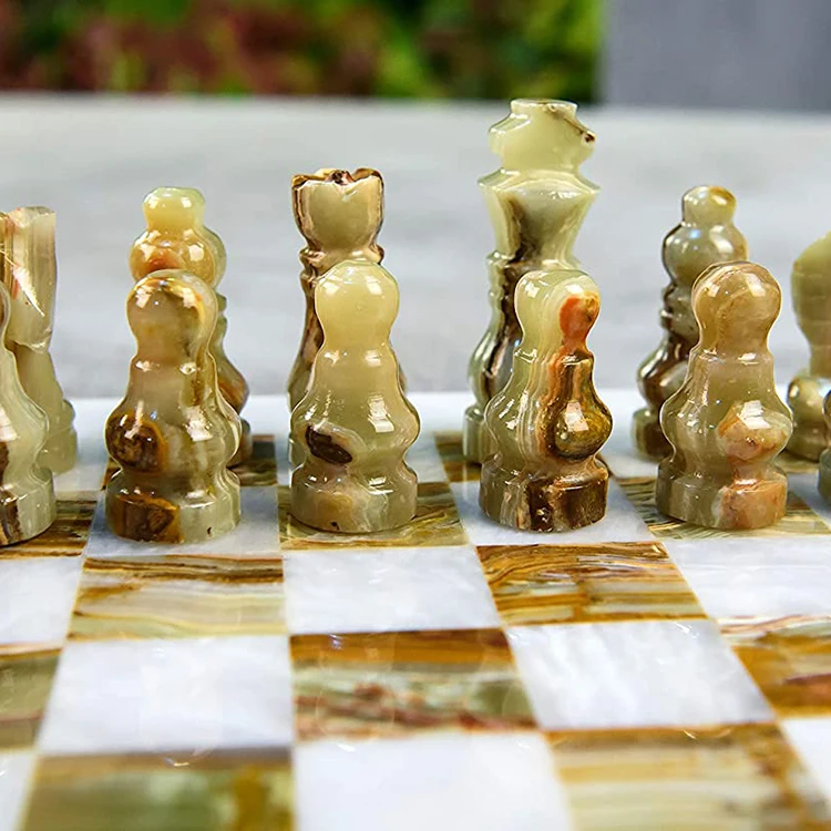 factory modern decorative colored european marble chess decoration pieces chess board set