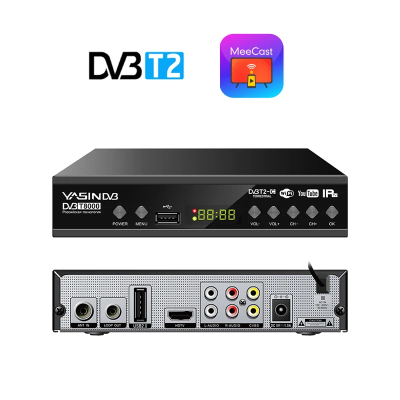 DVB-T2 цифровой ТВ-тюнер с поддержкой нескольких языков STB 1080P HD DVB T2 FTA ТВ-приемник H264 Wifi приемник dvbt2 смарт-приставка