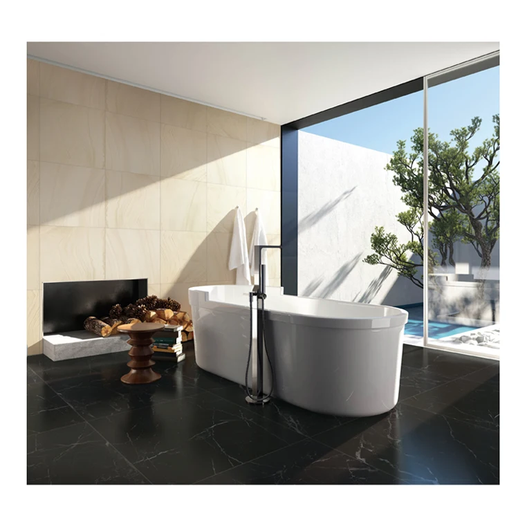 Standard size porcelanato black ceramic bathroom tiles