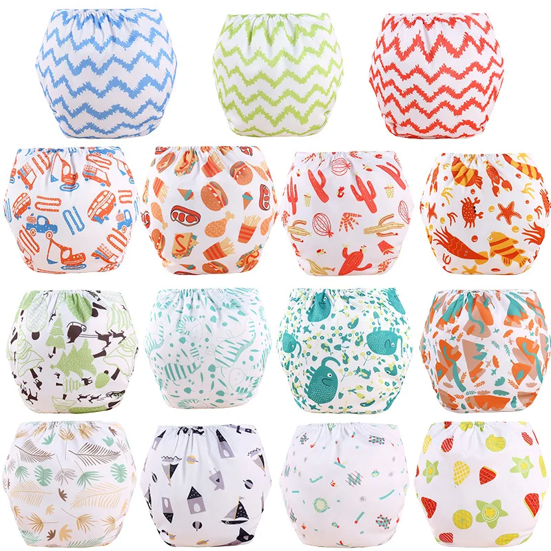 High Quality Baby Adjustable Snap Button Train pant Infant Fruit Pattern Washable Diapers