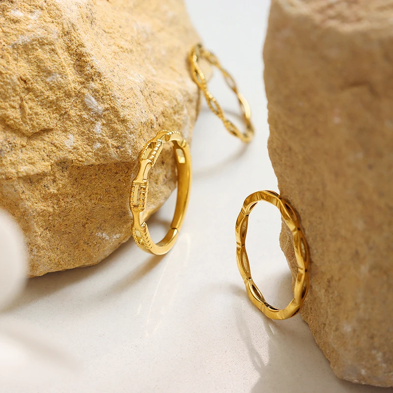 Wholesale hollow folded rings Versatile stainless steel ring