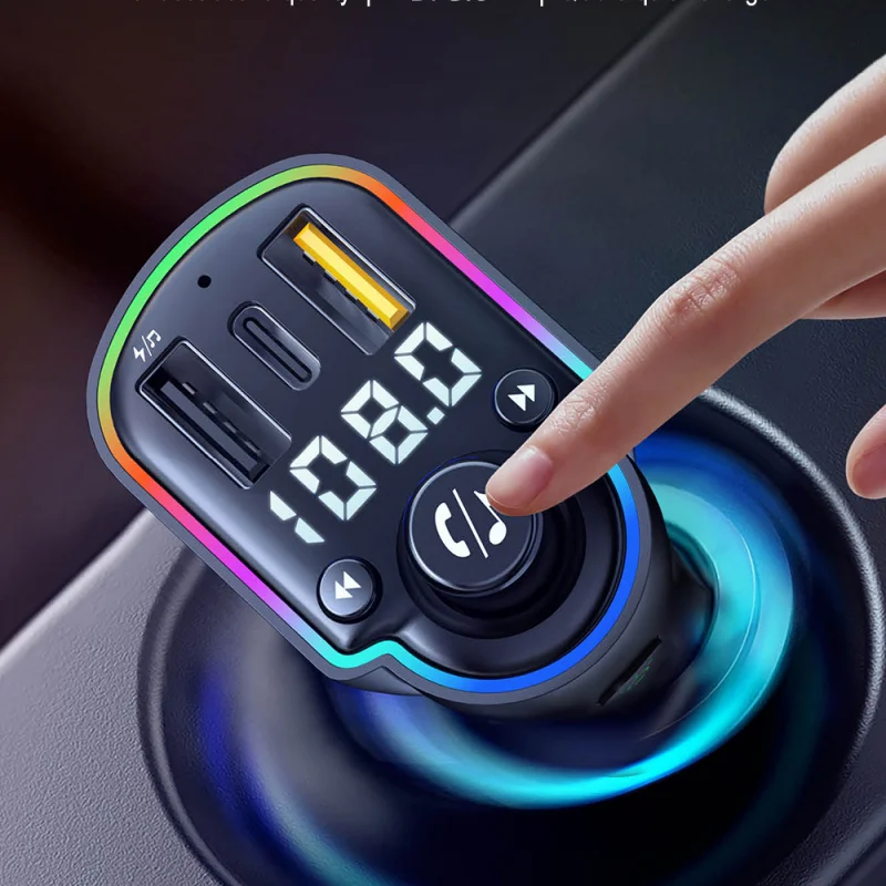 Car BT5.0 Handsfree Call Car Mobile Charger Dual USB QC3.0 Fast Charging with Display BT mp3 Music Player FM Transmitter