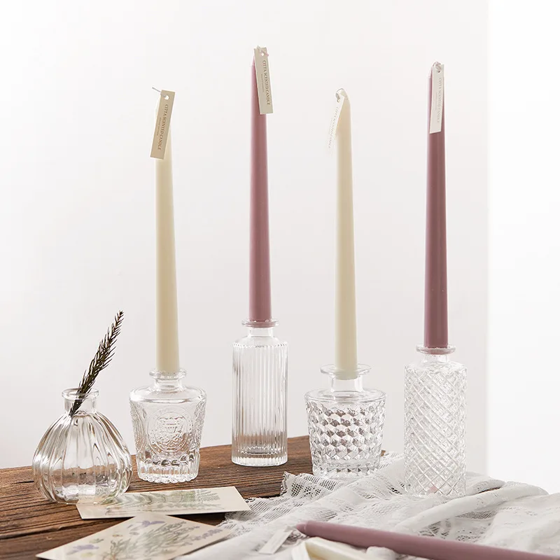 JAYWOOD  Glass Vase Crystal Candle Holder Candleholder For Decorating Dry Fresh Flowers Table Flowerspot