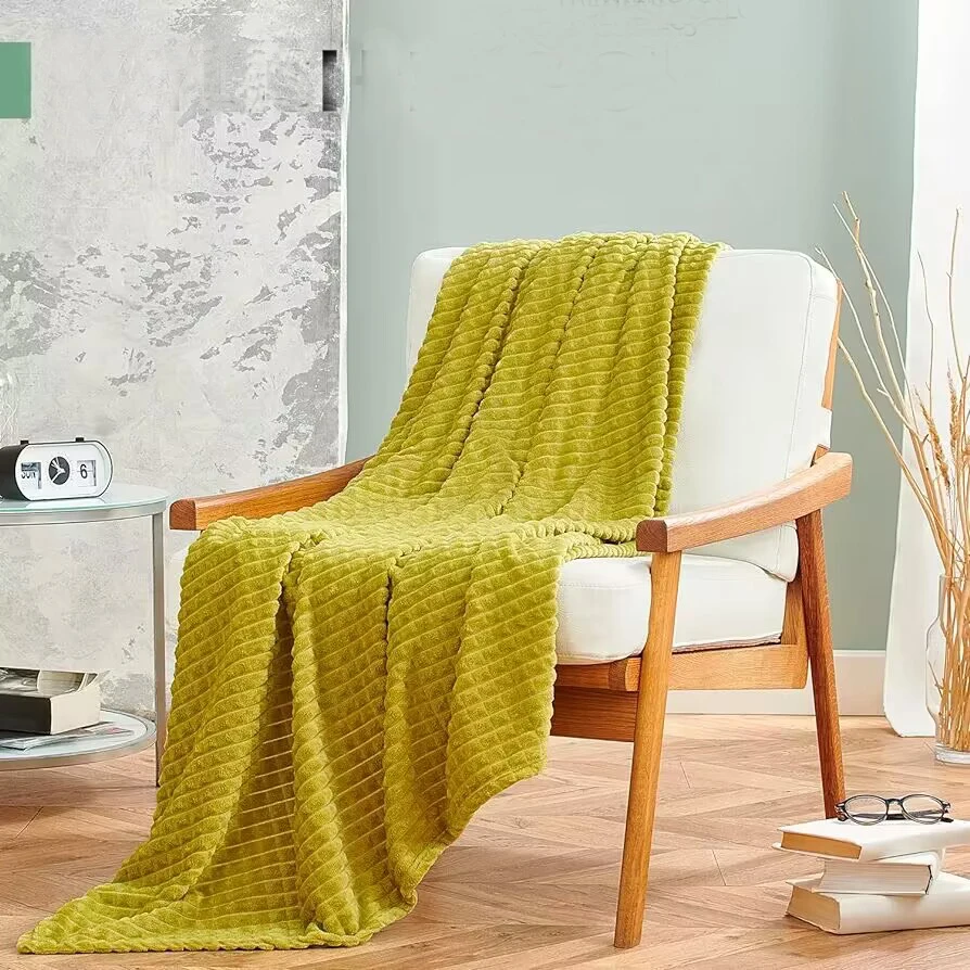 Throw Blankets 200x230cm Olive Green Waffle Blanket Lightweight Flannel Fleece Soft Cozy Perfect forBed Sofa Couch  Gift Blanket