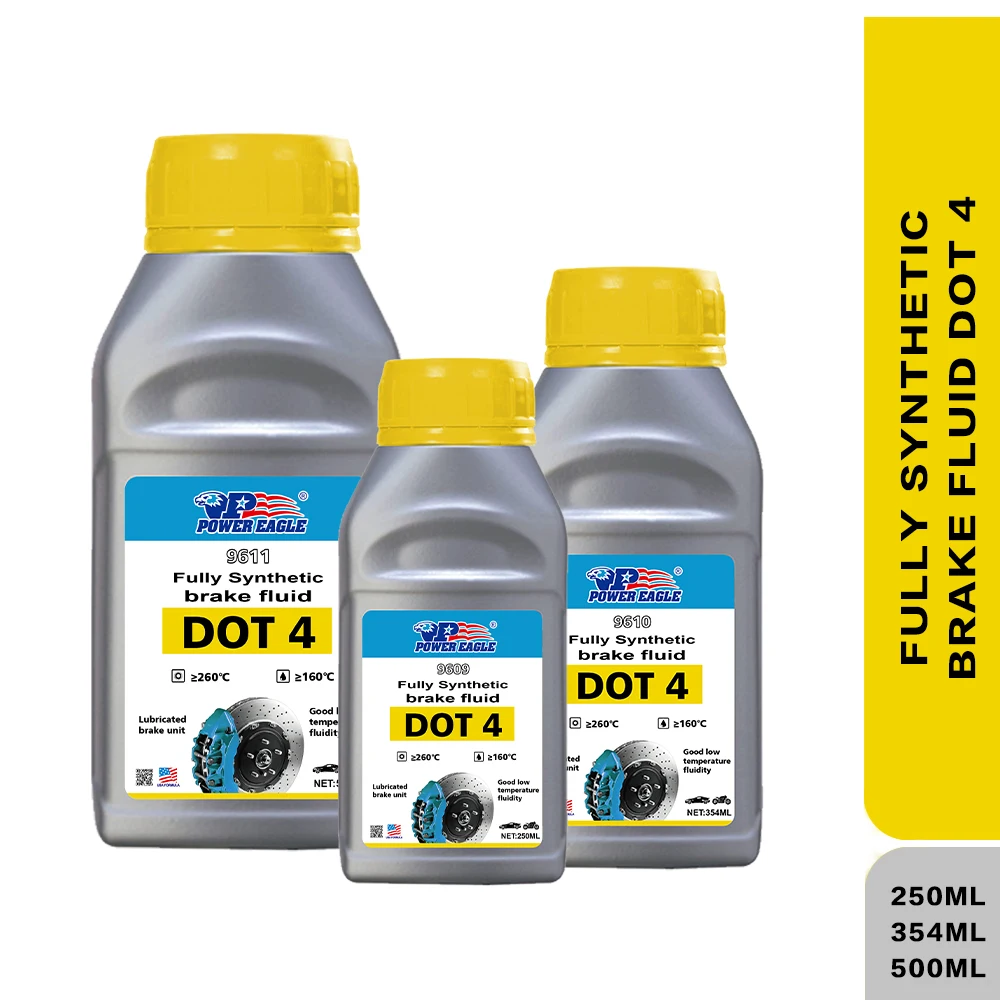 Powereagle Brand Car Brake Lubricants oil 250ml/1l Fully Synthetic Dot4 Brake Fluid Dot4