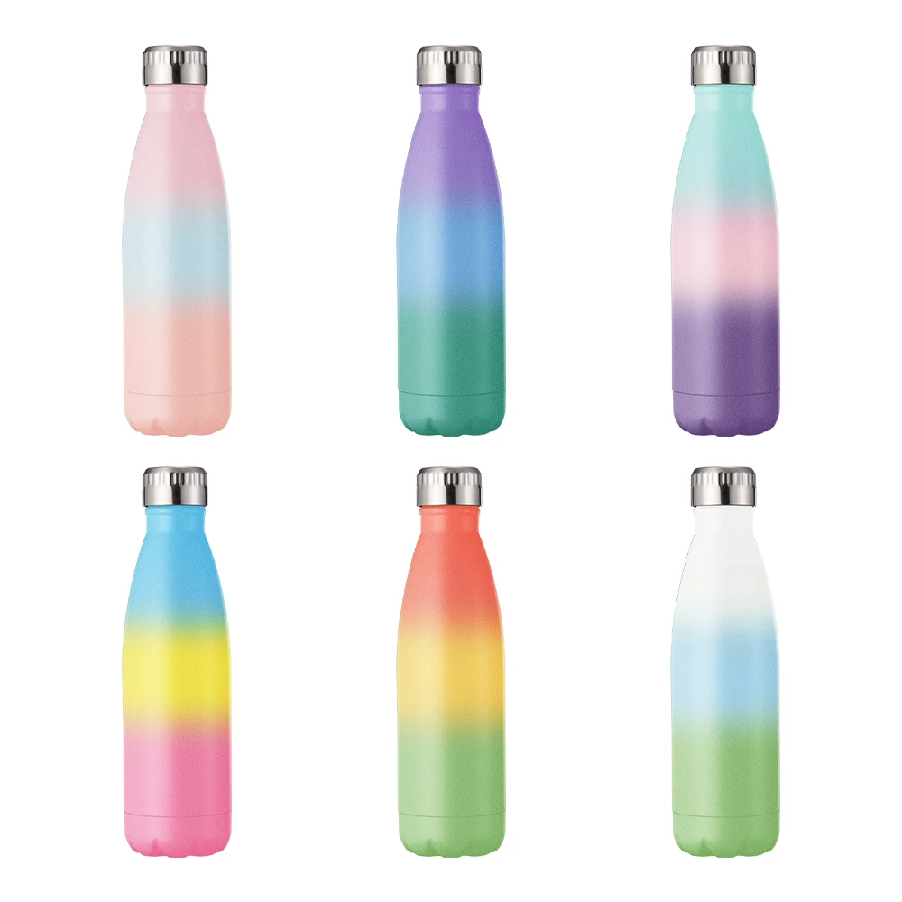
500ML Reusable wholesale new style change color cups The popular fashion cola style water bottle with lid 