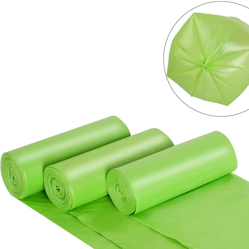 Custom eco friendly compostable  fully biodegradable flat or tshirt plastic garbage bag roll