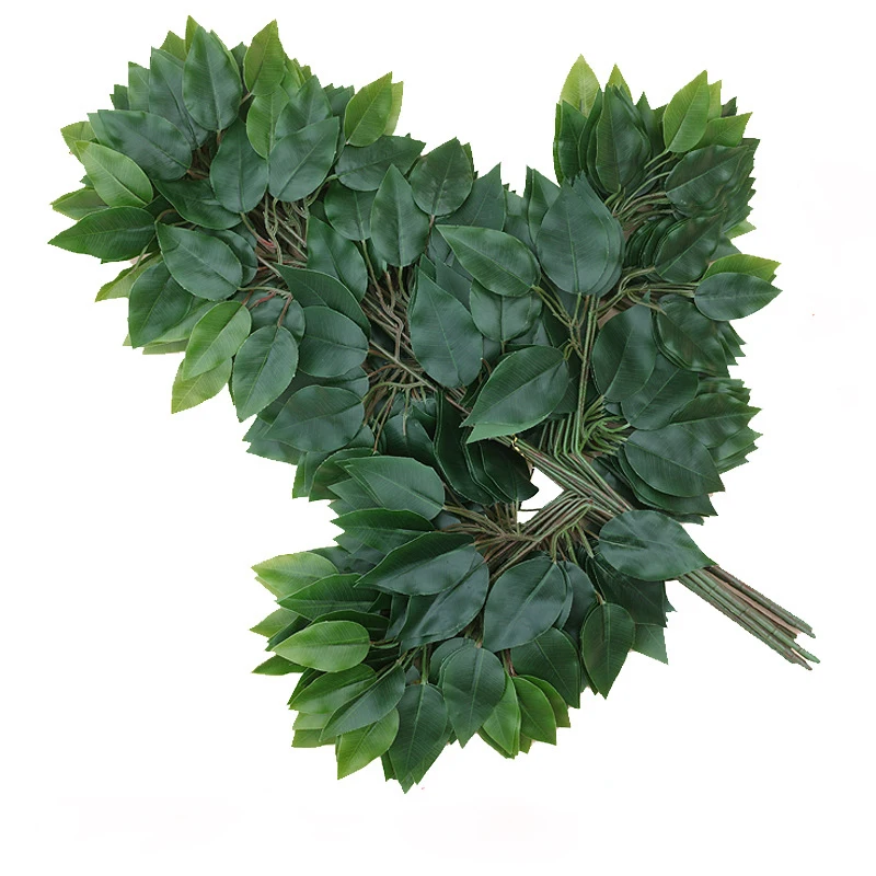 Artificial plants leaves green ficus branches with leaves decoration