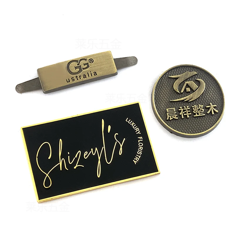 Rectangle Alloy Garment Tag Custom Own Design Logo Clothing Sewing Label metal tags With gasket Name Metal Plate for Hoodies