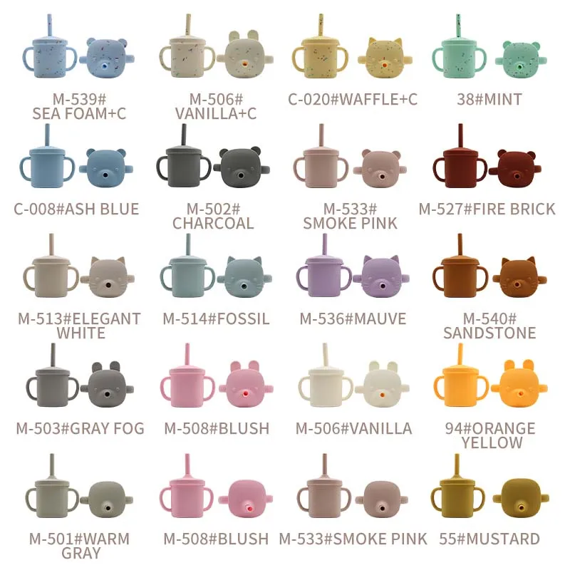 Cup OEM/ODM Soft Reusable Snack Children Lovely Cups Drinking Water Baby Sippy Cup With Straw