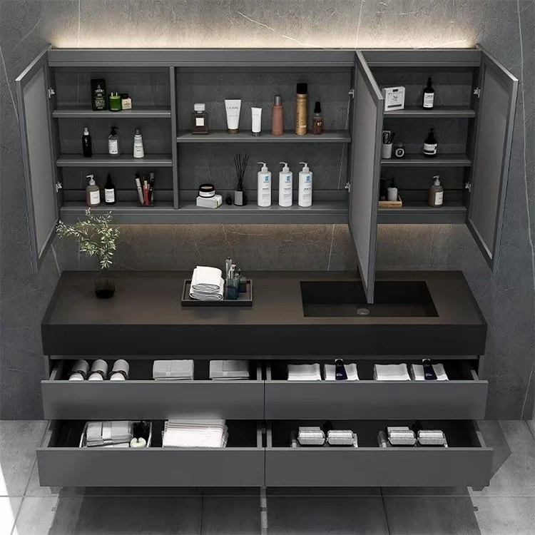 SANTOPOVA modern waterproof single his and hers dubai with sink left chinese design complete black wall hung bathroom vanity