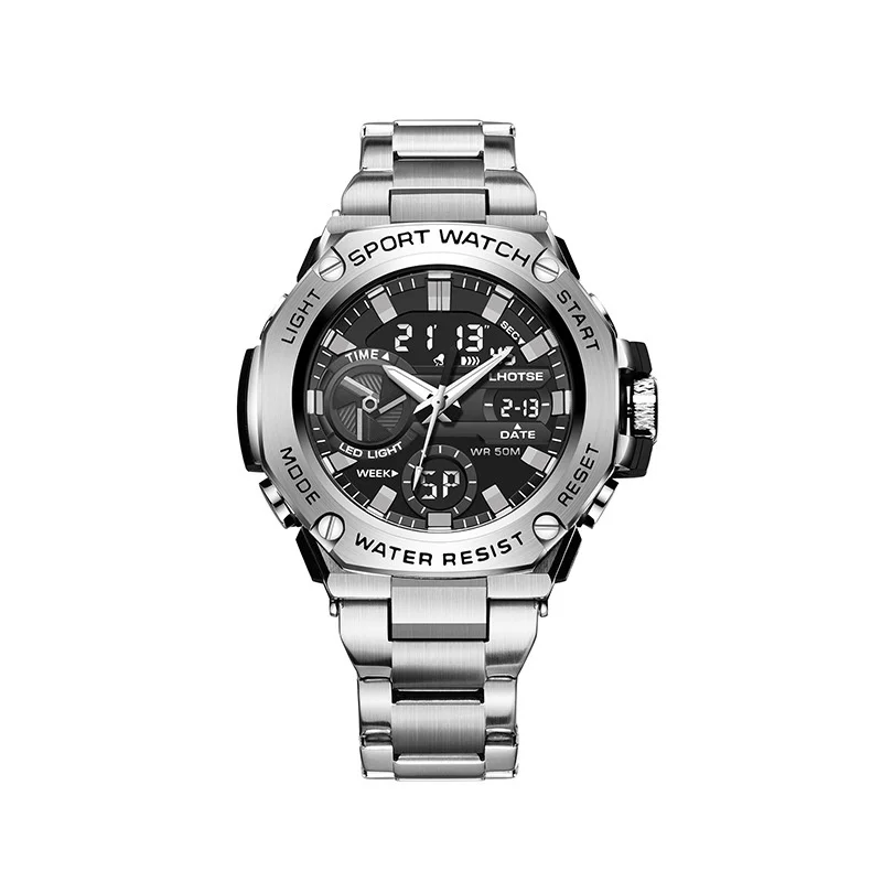 LHOTSE 3079B Digital Men Watch 50m Waterproof Wristwatch LED Quartz Clock Sport Watch Male Big Watches Men Relogio Masculino