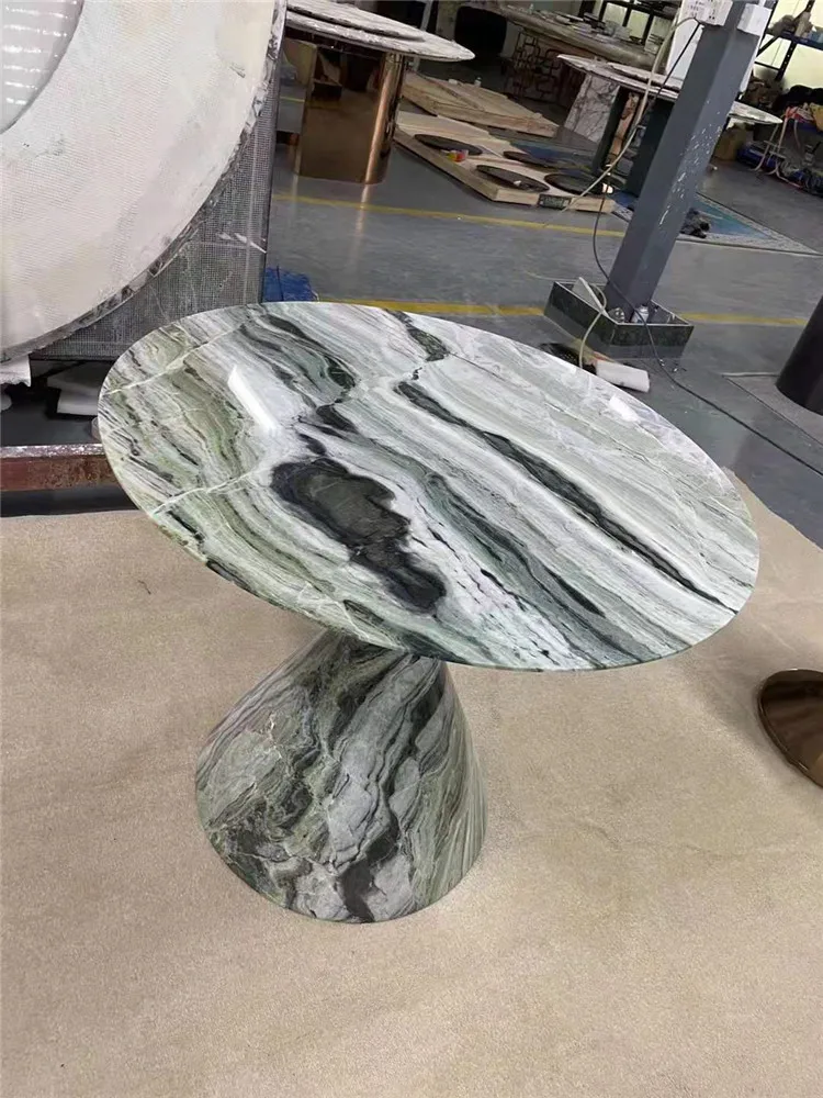 Обеденный стол мрамор зеленый Raggio Verde скандинавский кованый железный мраморный журнальный