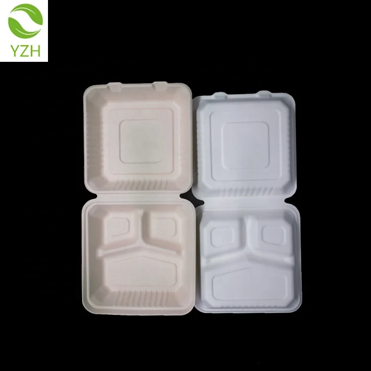 Paper Box Compostable lunch box biodegradable sugarcane paper pulp tableware