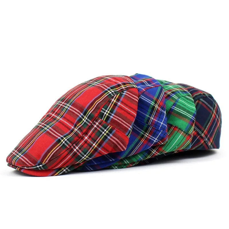Fashion Europe And America Retro Plaid Adjustable Peaked Beret Hat Outdoor Spring Peaked Gatsby Newsboy Ivy Beret Hat