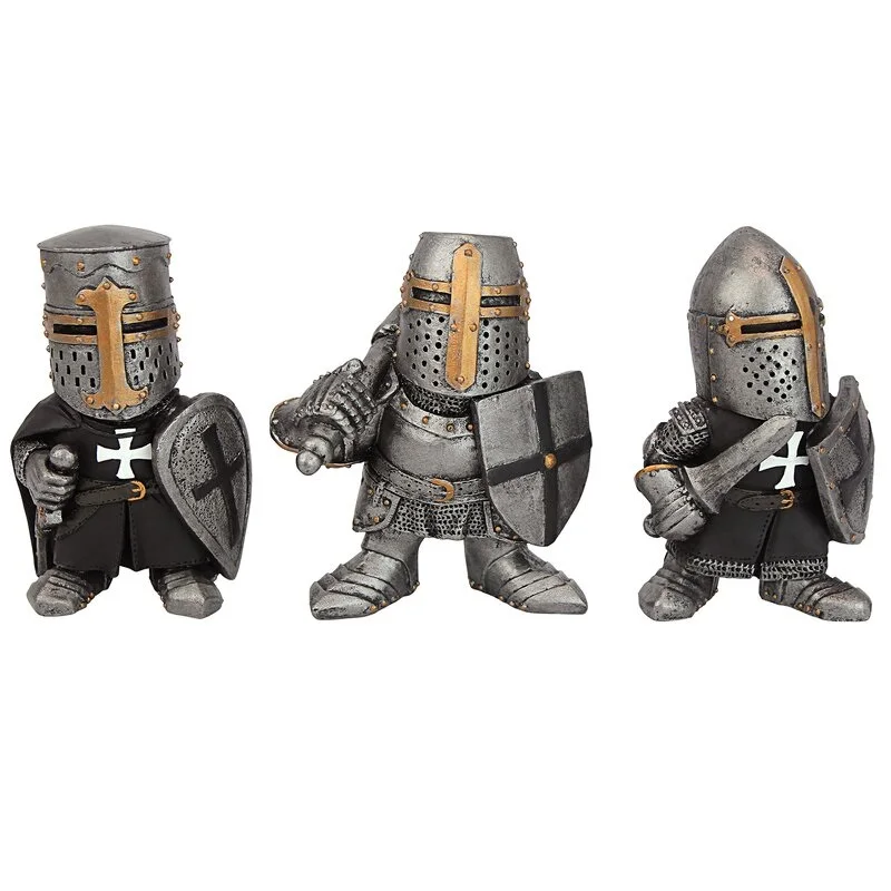  Best Selling Garden Miniature Toys Knight Gnomes Guard Suit Decor Resin Ornaments Armor