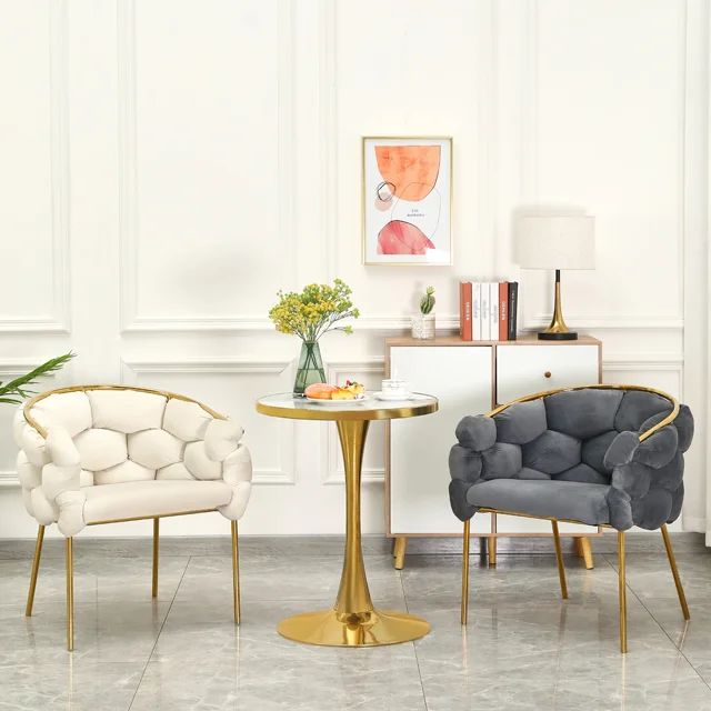 Manufacturer gold nordic velvet round dining  set 6 chairs rattan modern luxury leather dining room chair
