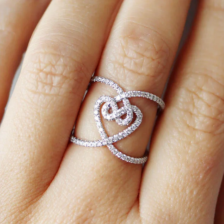Beautiful 925 silver engagement & wedding ring for woman white gold cubic zirconia infinity love knot heart eternity ring band