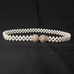 fancy Women chain belts Girls Pearl Butterfly Elastic Beaded Chain Pearl Belt