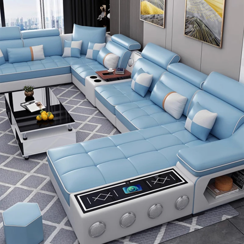 Modern Sectional Nordic L U Shaped Reclining Sofa Set Fabric Couch Living Room Sofas