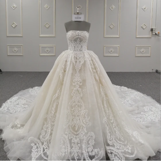 Ball Gown Wedding Dresses 2021 Luxury full Lace Appliques Bride Dresses Prom Gowns