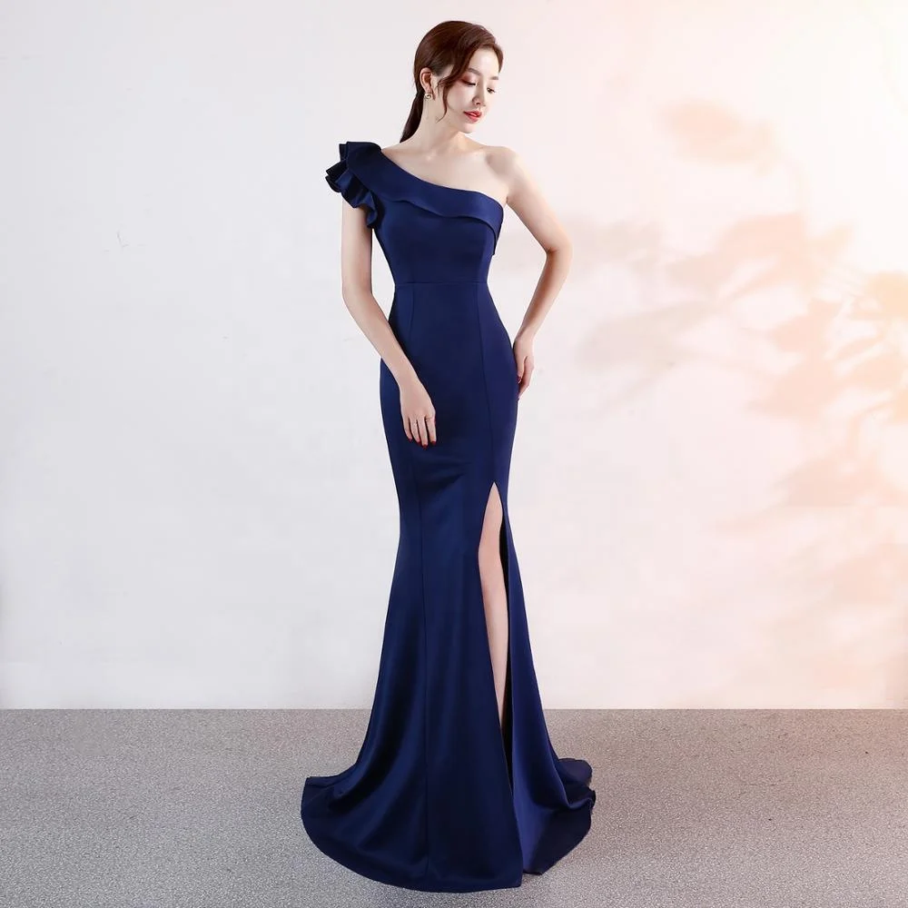 One-shoulder Evening dress Sleeveless Elegant Floor-length Mermaid long Party Gowns Zipper back Prom dresses
