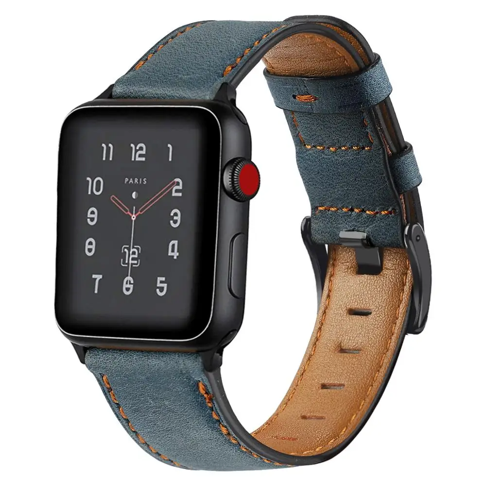  Ремешок кожаный для Apple Watch Band 38 мм 44 40 42 сменный Браслет из натуральной кожи Iwatch Bands