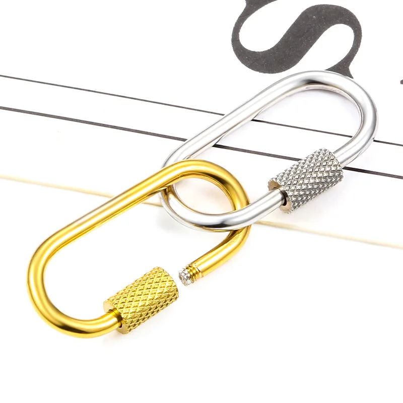 Stainless Steel Screw Carabiner Lock Charms Oval Heart Shape Pendant Clasp For Bracelet Necklace Connector Paperclip Pendant