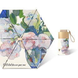 uv protection umbrella 2022 New design compact supper mini 6 folding pocket hot sale sun umbrella