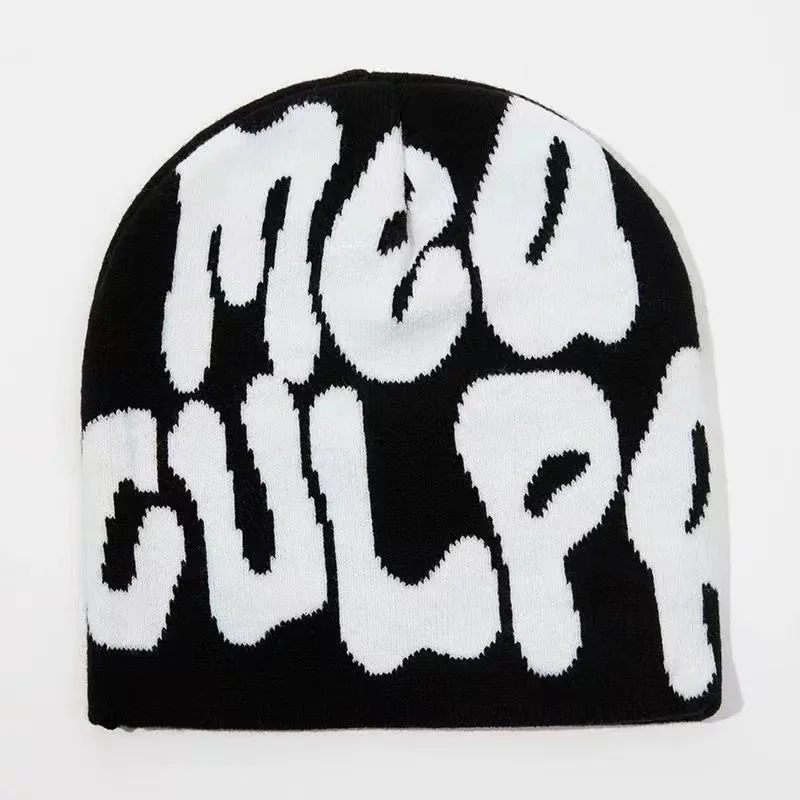 Y2K letter jacquard knitted popular hip hop Unisex casual comfortable soft low price custom blank solid color Winter Warm Beanie