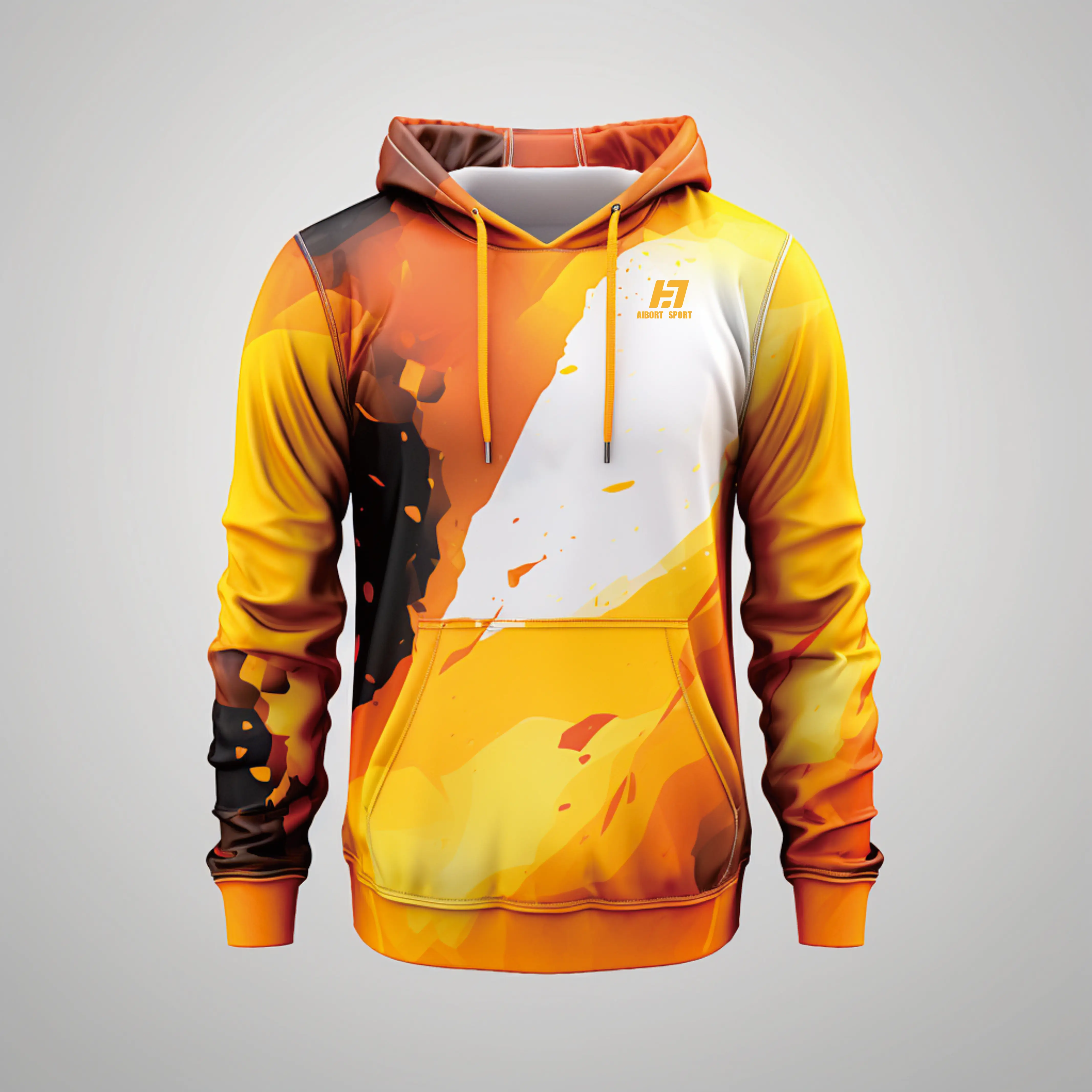 Aibort Wholesale Custom Sublimation Blank Zipper Terry Snap Hoodie Drop Shoulder Black Embroidered Fleece Lined Sweatshirt/