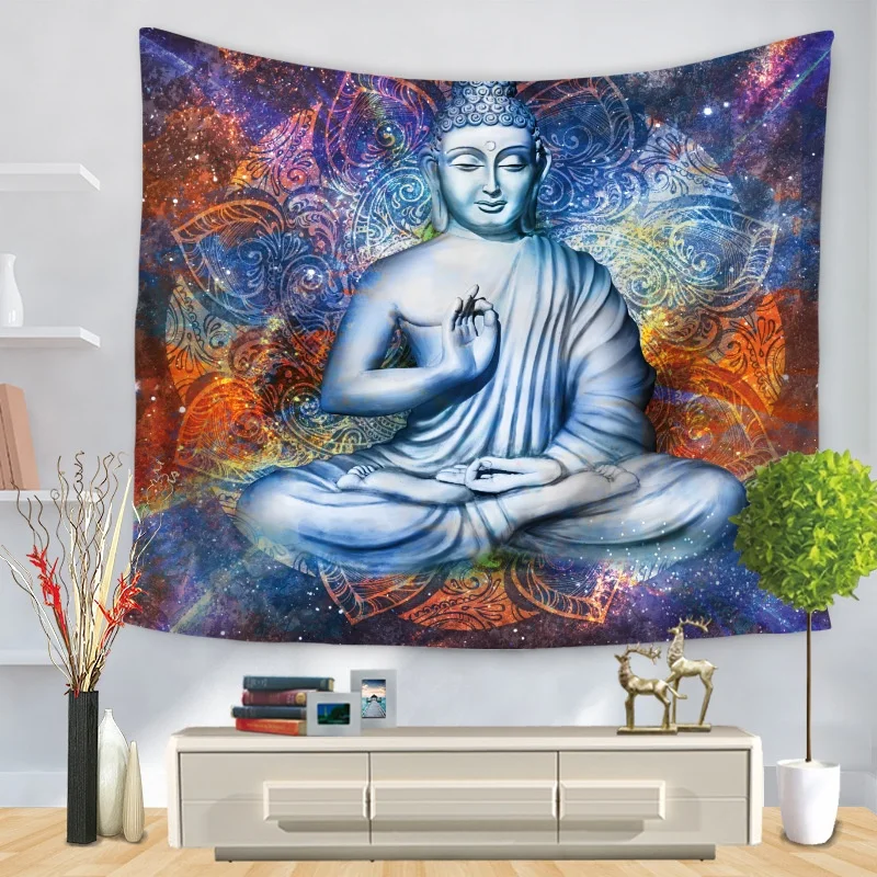 
High Quality Buddha Meditation and Lotus Bedspread Tapestry Wall Hanging 
