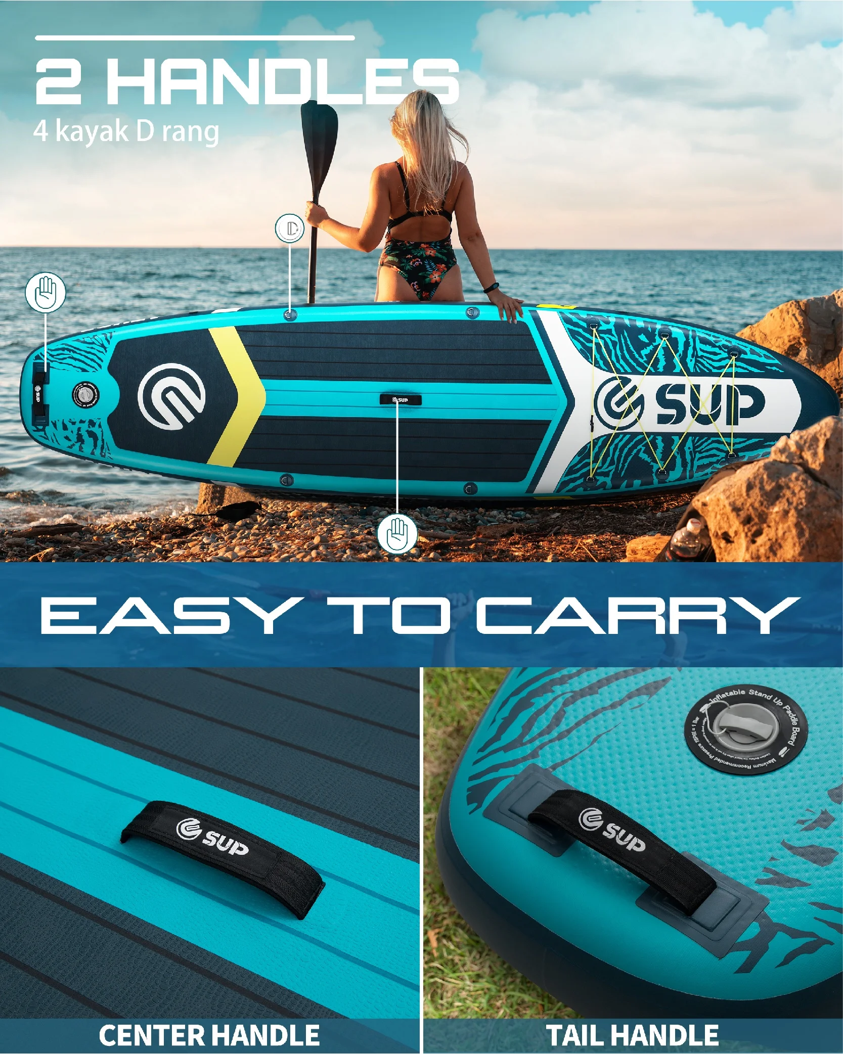 Easy carry surf board surfboards paddle board dock Tandem sup board suitable for 2 person water play surfing