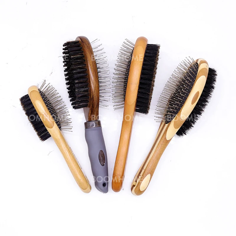 Factory Wholesale Professional Self Cleaning Pet Pin Brush cat hairbrush pet grooming brush - double sided remover comb