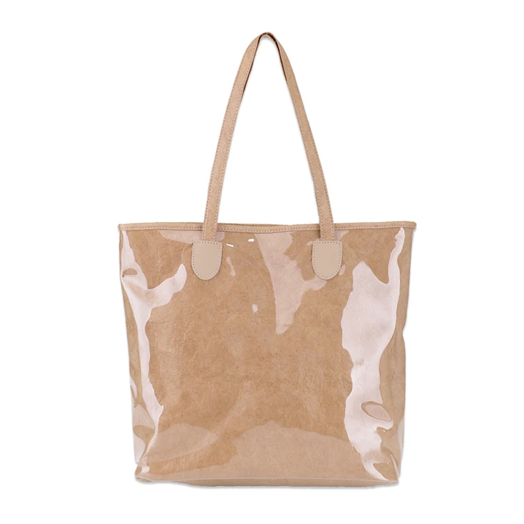 Wholesale Single Shoulder Tote Shopping Bag Eco Friendly Reusable Dupont Paper Handbag Kraft Paper Bag