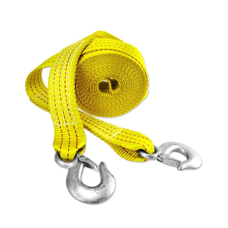 Car Tow Rope Polyester Double Flat Hoist Strap Webbing Lifting Sling with Hook