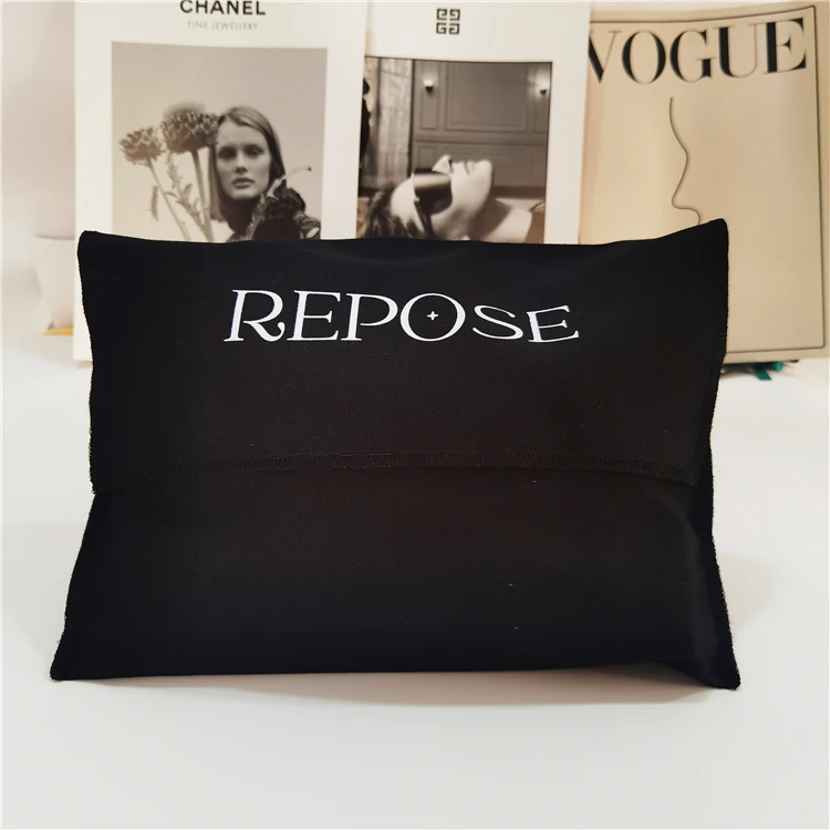 GOTS Organic Cotton Envelope Bags Fold over White Cotton Envelope Pouch Dust Clothes Pillow Pouch Bag With Cotton Bow