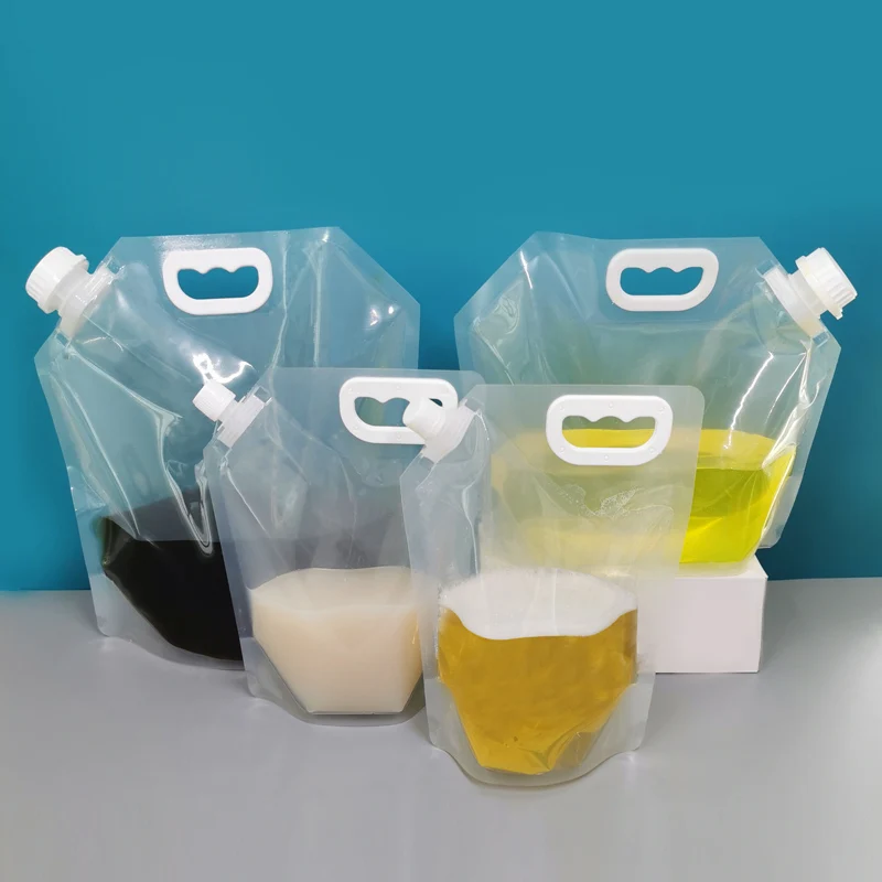 Transparent reusable spout pouch 5 litre food grade drink beer liquid packaging pouches