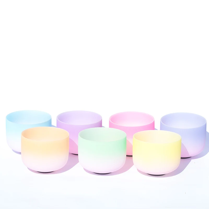 Singing Bowl Set Sound Healing Healthy Free Mallets and O Rings Frosted Crystal Singing Bowls