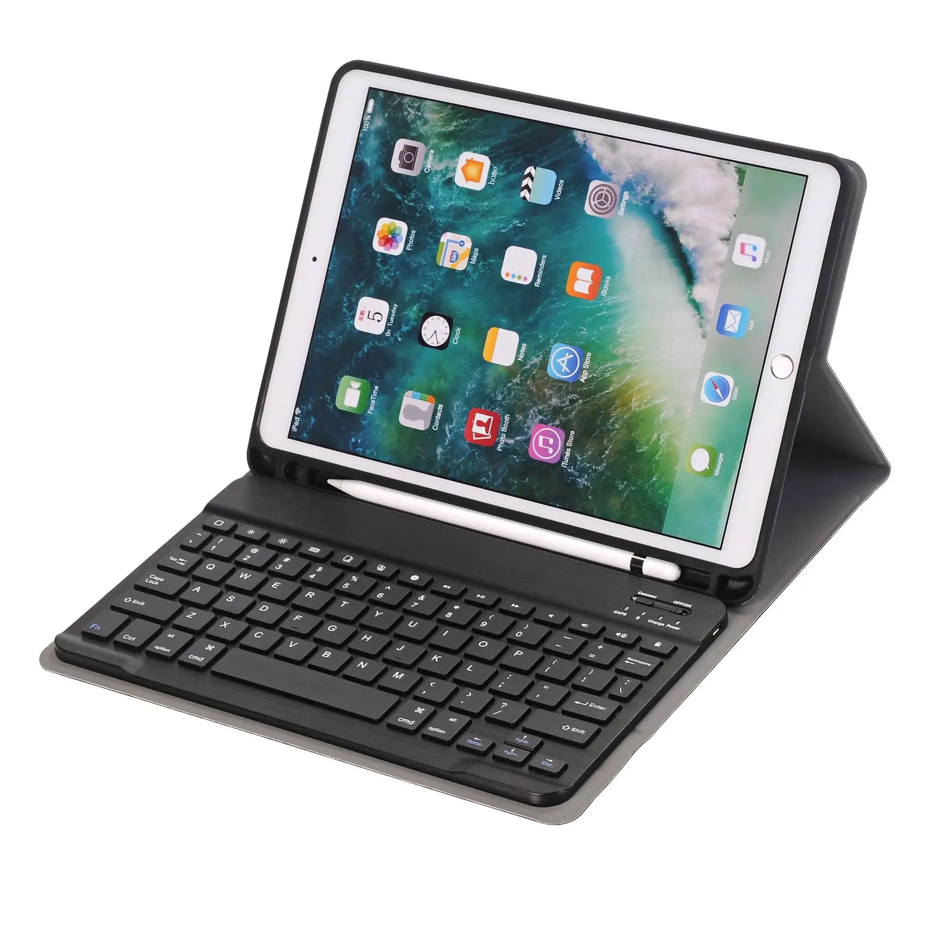 Съемный беспроводной чехол для клавиатуры с держателем ручки iPad mini 1/2/3/4/5 - Auto-Sleep/Wake полная защита многоцветный