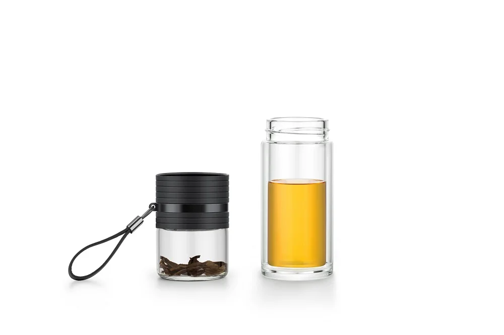 Custom Private Label Tea Infuser Outdoor Travel Portable Anti-Broken Water Bottle Double Wall Glass Water Bottle With Filter