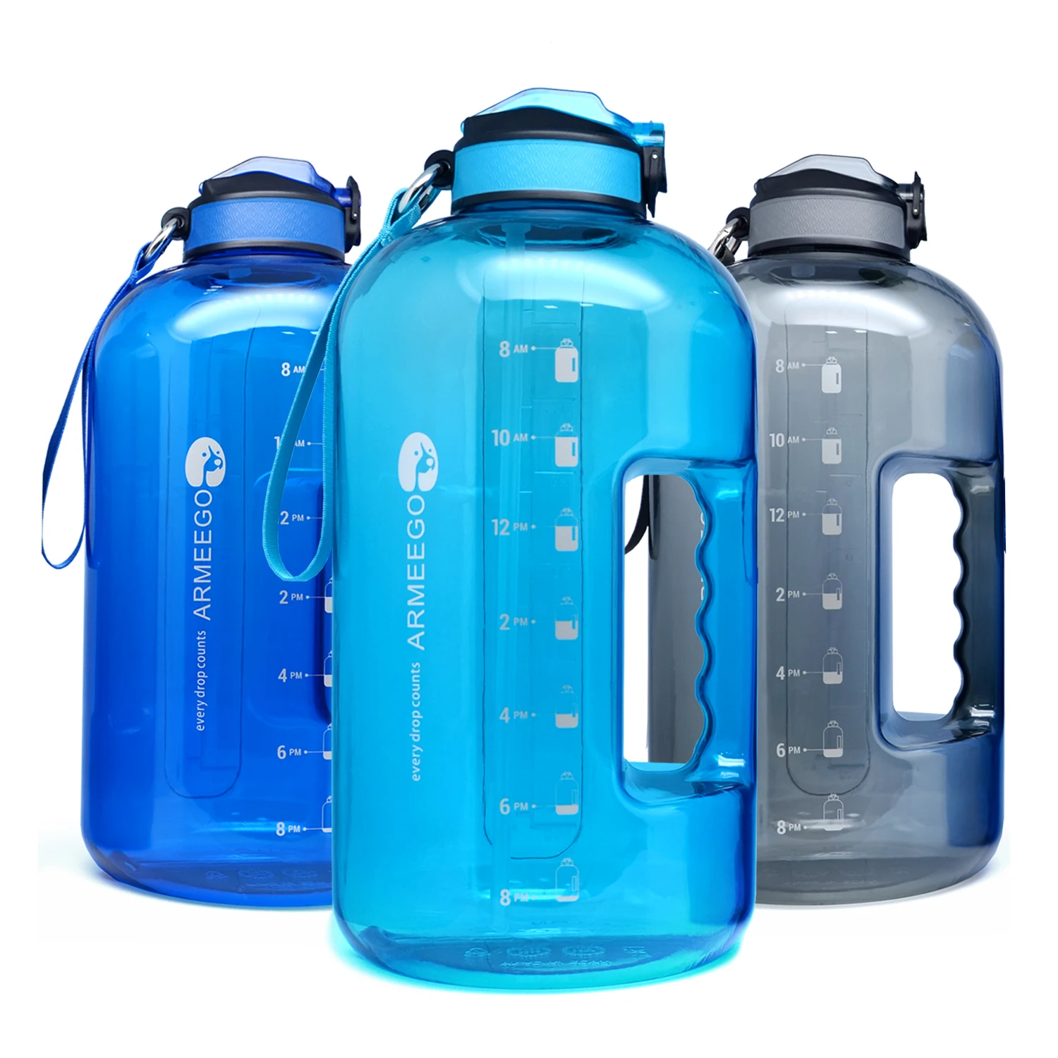 ARMEEGO   motivational fancy frosted fitness water bottle jug 1 Gallon Water Bottle with Straw