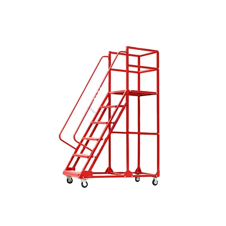 OEM height  4,5m HEIGHT safety steel wide step ladder with handrail