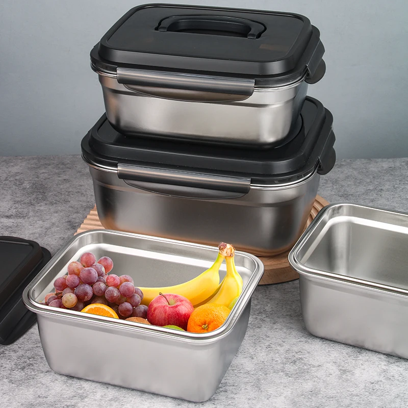 Hongyuan Large Capacity Airtight Stainless Steel Leakproof Food Storage Container Box Set With Lock Lid Bento Box Container