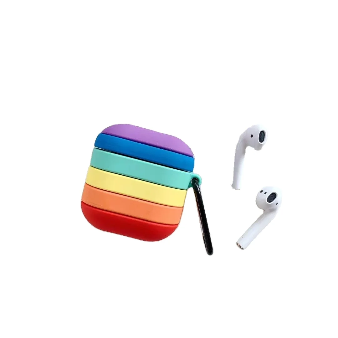 
Rainbow airpod air pod case cover with keychain carabiner 