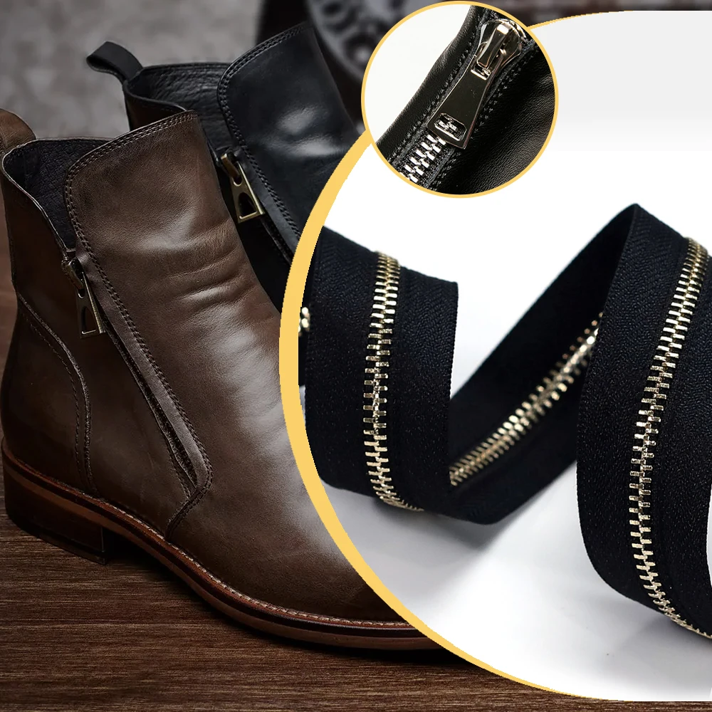 Customised Size Color Weight Black Long Chain Metal Zipper Rolls For Shoes Boots Footwear Women ladies Men High Quality Price