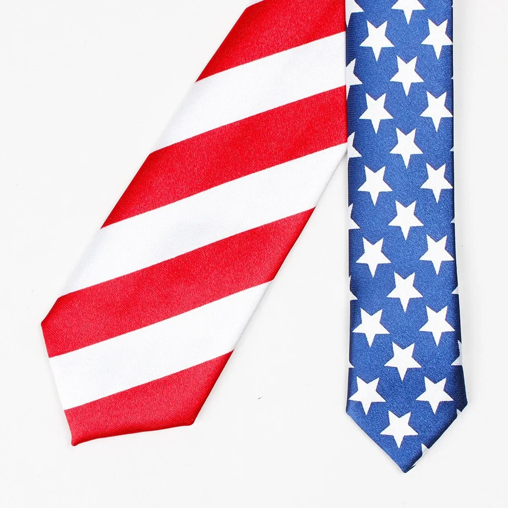 
Customizable New American Flag Tie Yarn-dyed 8CM Unisex Fashion Boutique Color Tie Tide Nightclub 