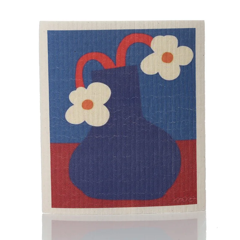 Custom Printing Reusable Absorbent Cellulose Dish Sponge Cloth Swedish Dishcloth Cleaning Cloths